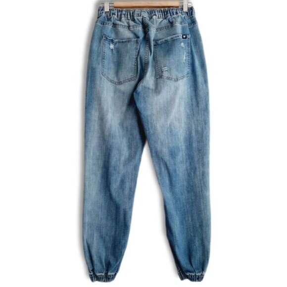 ZOO YORK / Jogger Hi-Rise Broken-In Jean Faded Distressed Blue Sz M Flawed - Picture 3 of 15